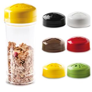 DISPENSADOR PARA GRANILLOS PS TRANSPARENTE CON TAPA VERDE MARRÓN ROJO AMARILLA BLANCO NEGRO