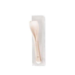 CUCHARITA COMPOSTABLE BEIGE COLOR SÓLIDO EMBOLSADA SINGULARMENTE EN PAPEL