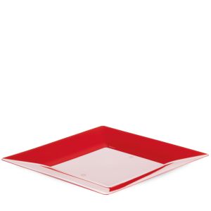 ASSIETTE SPIGOLO PS PS ROUGE COULEUR PLEIN RÉUTILISABLE