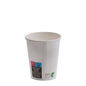 COMPOSTABLE PAPER CUP 8 oz PAP-PLA MATT WHITE