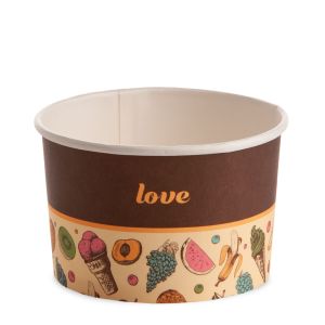 ICE CREAM PAPER CUP 370 cc PAP-PE MATT GROOVY