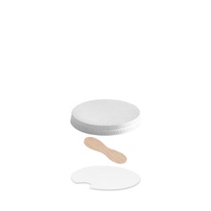 TAPA PLANA CON CUCHARITA DE MADERA PARA TARRINA DE PAPEL 90/120 cc PAP-PE
