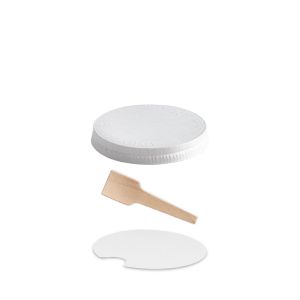 TAPA PLANA CON CUCHARITA PLANA DE MADERA PARA TARRINA DE PAPEL 170/190 cc PAP-PE