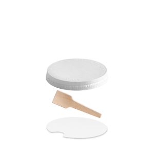 TAPA PLANA CON CUCHARITA PLANA DE MADERA PARA VASO DE PAPEL 7 oz PAP-PE