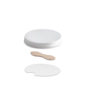 COPERCHIO PIATTO CON CUCCHAINO PIATTO IN LEGNO PER BICCHIERE IN CARTA 7 oz PAP-PE