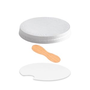 TAPA PLANA PARA TARRINA DE PAPEL 173cc PAP-PE CON CUCHARITA DE MADERA