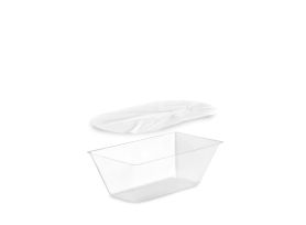 BARQUETTE POUR TERMOX 500 cc R-PET TRANSPARENT AVEC FEUILLE PP BLANCHE