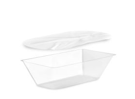 BARQUETTE POUR TERMOX 1.500 cc R-PET TRANSPARENT AVEC FEUILLE PP BLANCHE