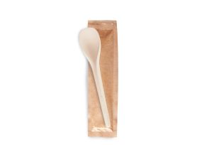 CUCHARITA ICE-CURVY S COMPOSTABLE BEIGE COLOR SÓLIDO EMBOLSADA SINGULARMENTE EN PAPEL COMPOSTABLE