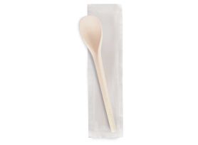 CUILLÈRE ICE-CURVY COMPOSTABLE BEIGE COULEUR PLEIN EMBALLÉE EN PAPIER