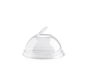 DOME LID WITH CLOSED HOLE R-PET TRANSPARENT