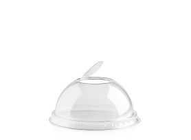 DOME LID WITH CLOSED HOLE R-PET TRANSPARENT