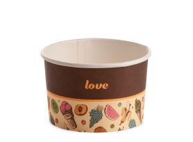 ICE CREAM PAPER CUP 370 cc PAP-PE MATT GROOVY