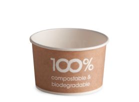 COMPOSTABLE ICE CREAM PAPER CUP 370 cc PAP-PLA MATT HAVANA