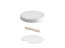 COUVERCLE PLAT EN CARTON AVEC CUILLÈRE EN BOIS POUR POT 544cc PAP-PE