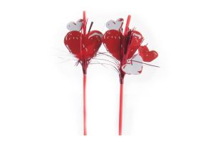 CUORI SU CANNUCCIA ROSSA CONFEZIONE DA  50PZ