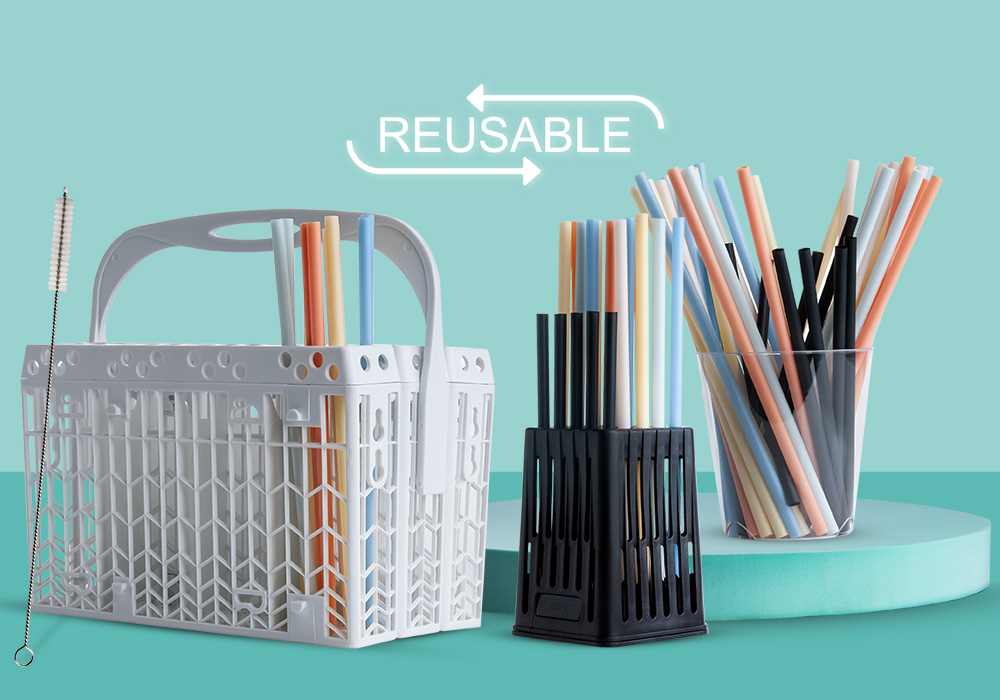 New Reusable Straws! In the dishwasher with the convenient basket