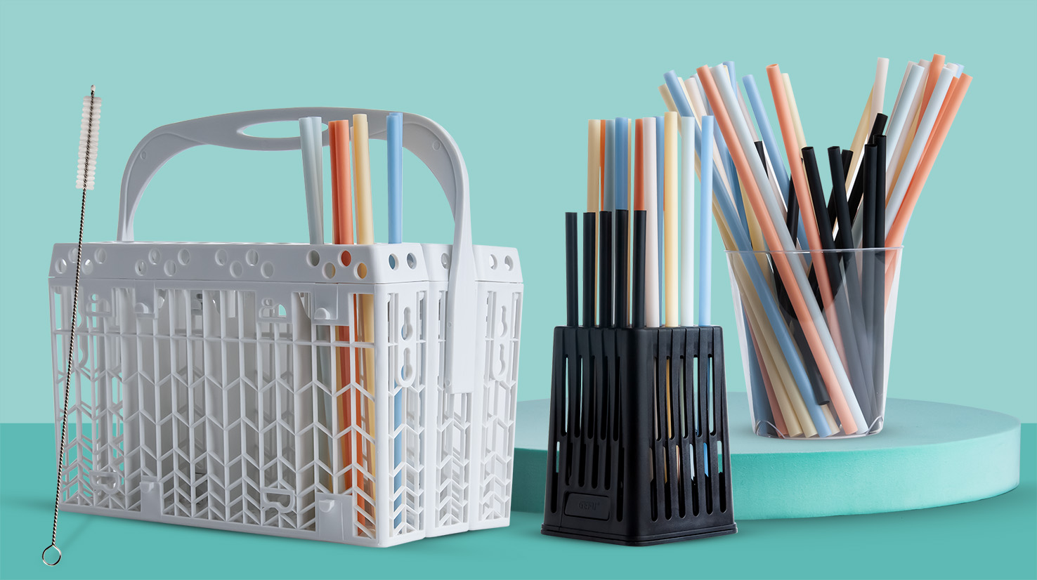 nouvelles paille -réutilisable sau lave vaisselle avec le panier pratique -  Polo Plast Srl